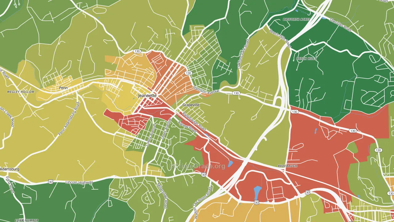 15634, PA Map of Property Crime Rates