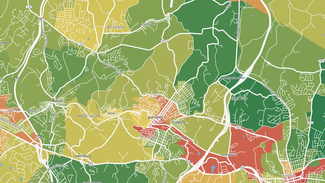 15644, PA Map of Property Crime Rates