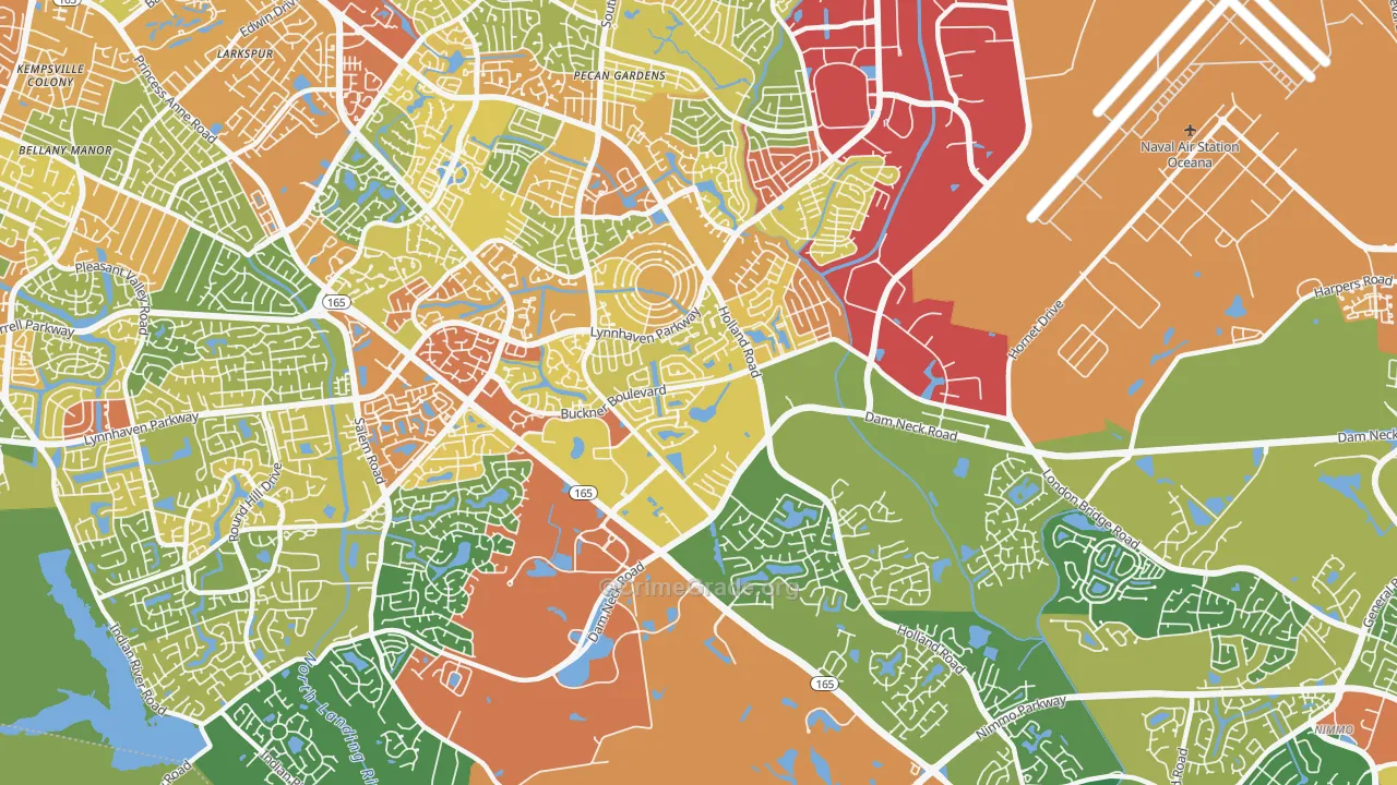 23453, VA Map of Property Crime Rates