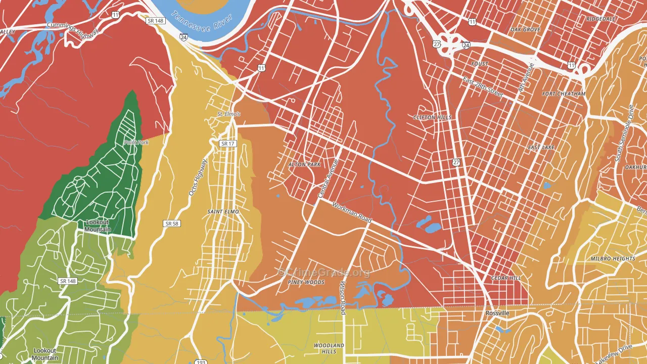 37410, TN Map of Property Crime Rates