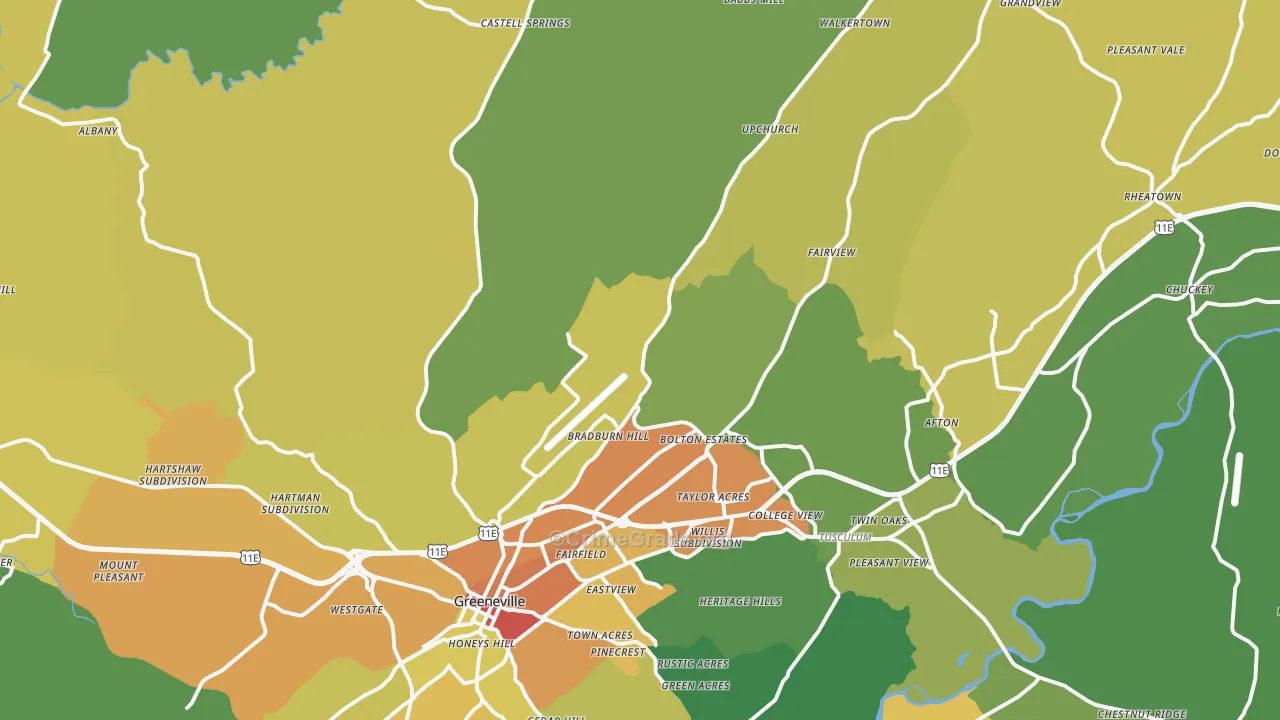 37745, TN Map of Property Crime Rates