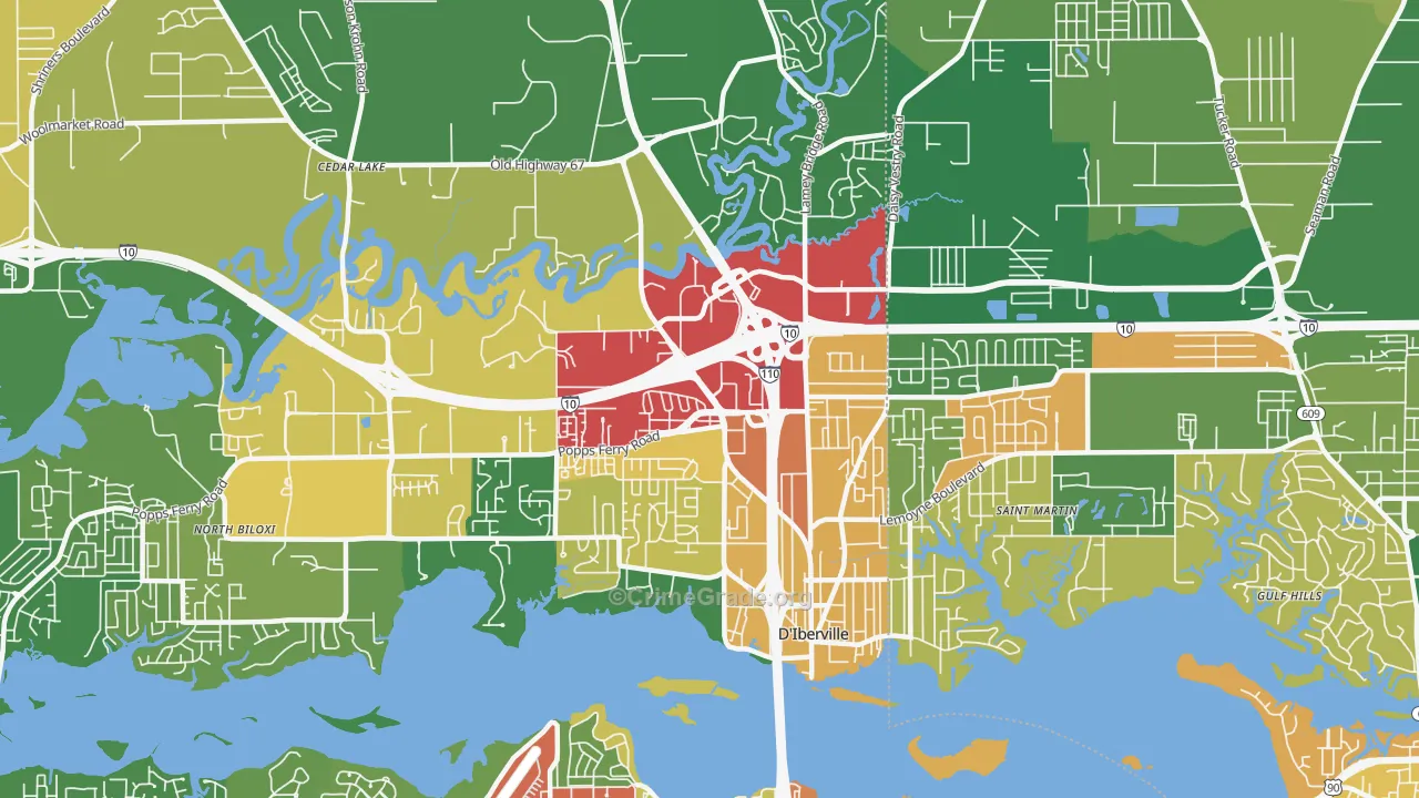 39540, MS Map of Property Crime Rates