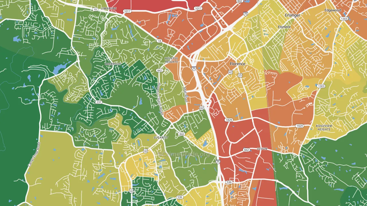 41042, KY Map of Property Crime Rates