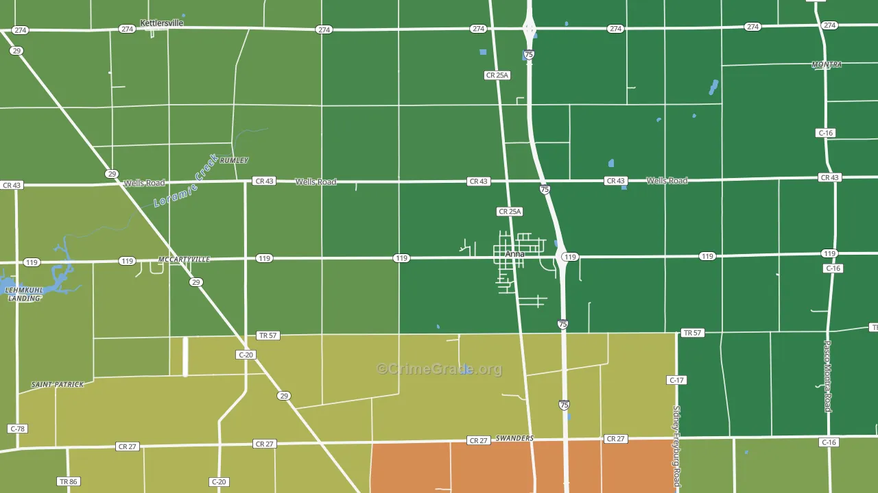 45302, OH Map of Property Crime Rates