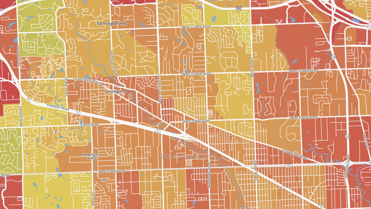 48336, MI Map of Property Crime Rates