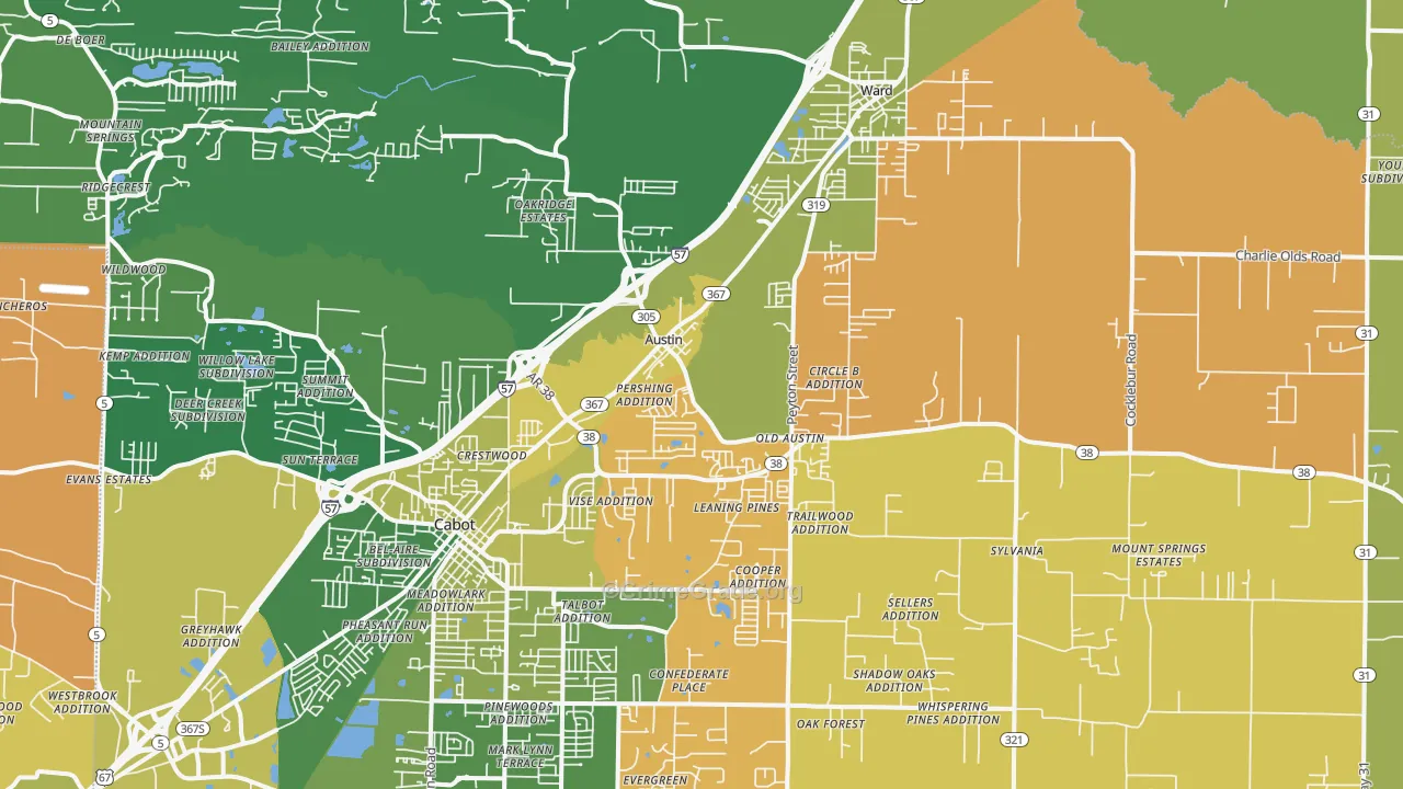 72007, AR Map of Property Crime Rates
