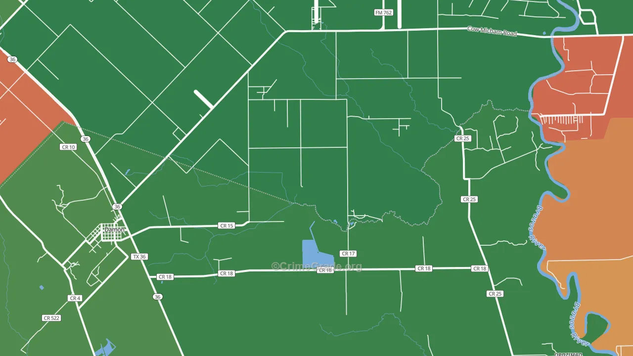 77430, TX Map of Property Crime Rates