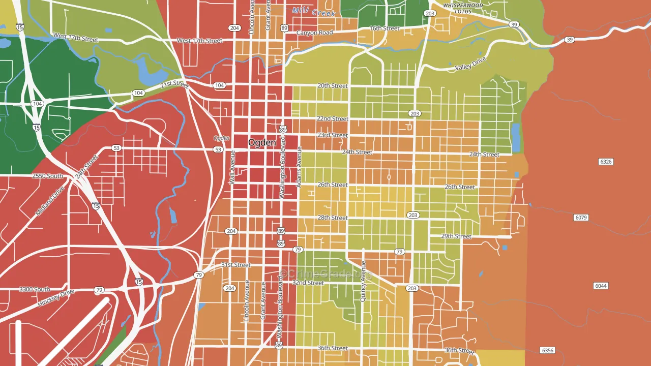 25th Street, Ogden, UT Map of Robbery Rates