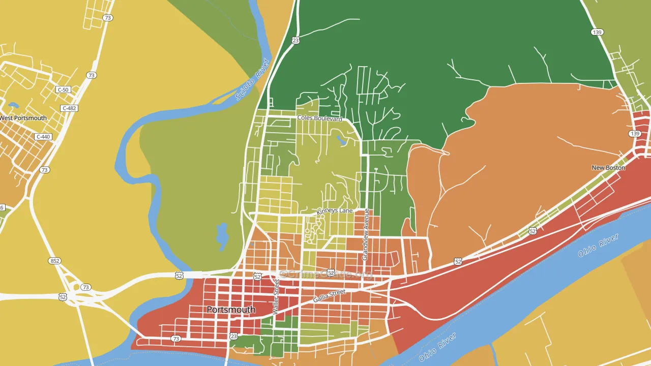 3rd Ward, Portsmouth, OH Map of Robbery Rates