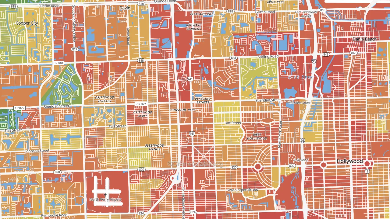 441 Corridor, Hollywood, FL Map of Robbery Rates