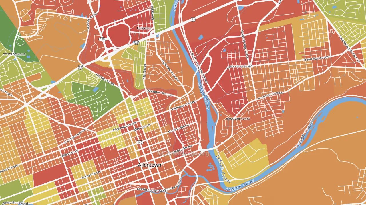 6th Ward, Allentown, PA Map of Robbery Rates
