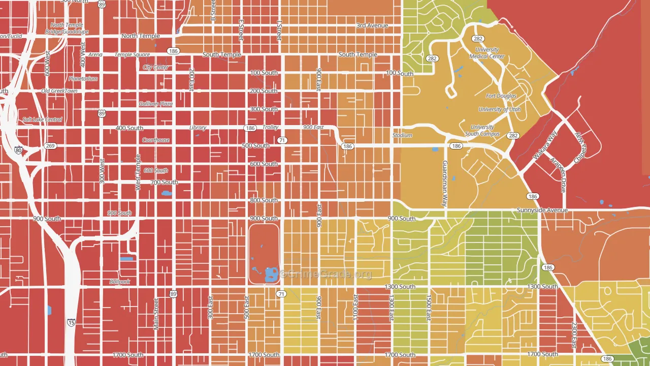 9th and 9th, Salt Lake City, UT Map of Robbery Rates