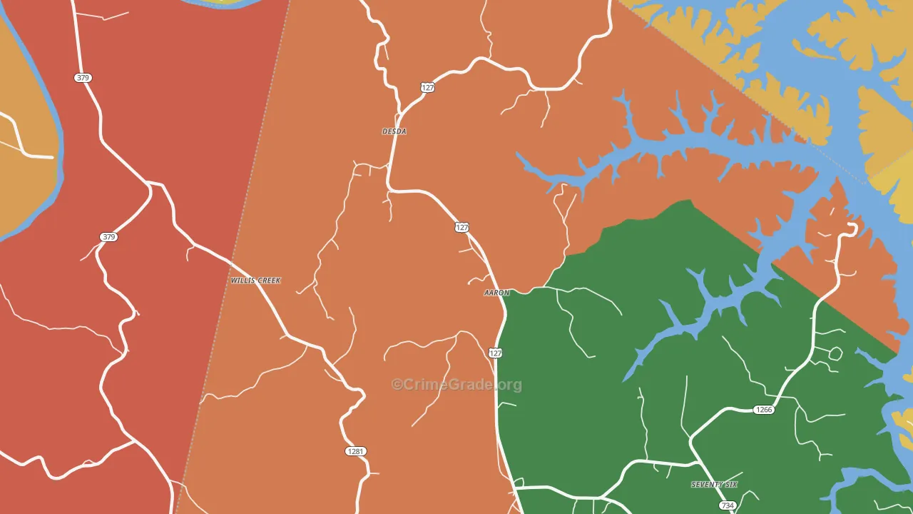 Aaron, KY Map of Robbery Rates