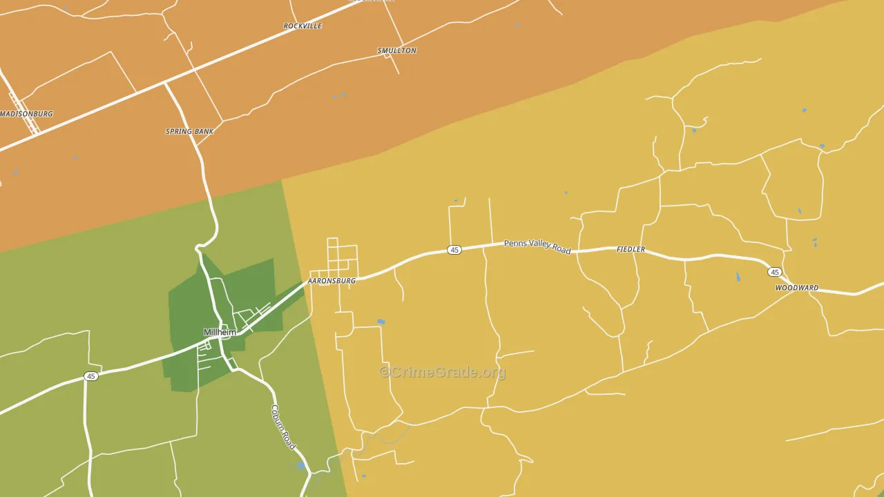 Aaronsburg, PA Map of Robbery Rates