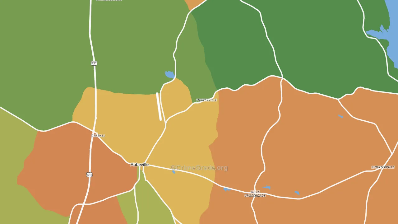Abbeville, AL Map of Robbery Rates