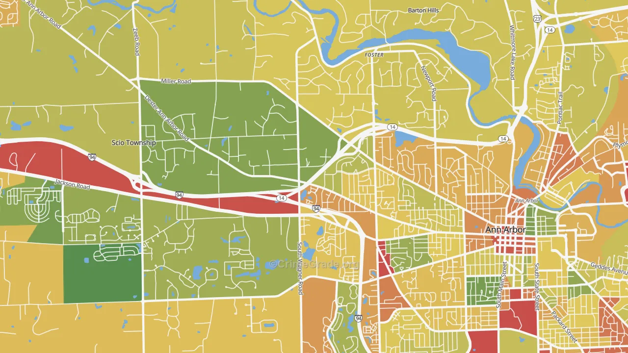 Abbot, Ann Arbor, MI Map of Robbery Rates