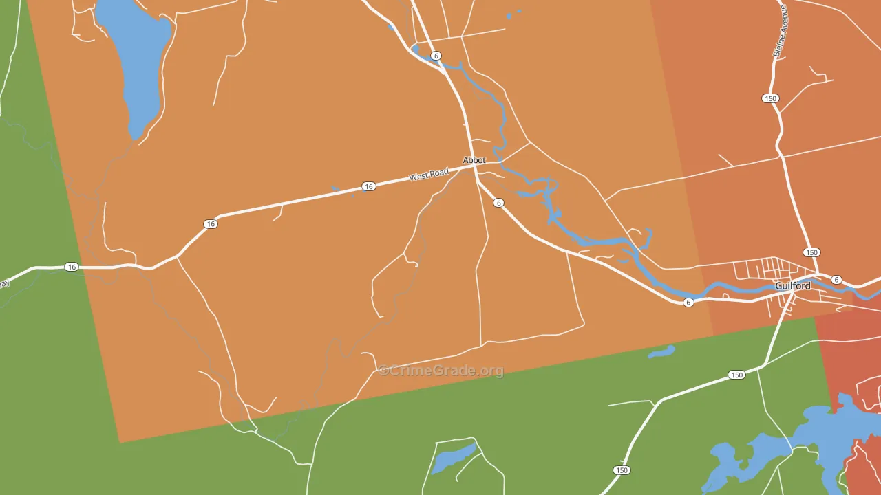 Abbot Village, ME Map of Robbery Rates