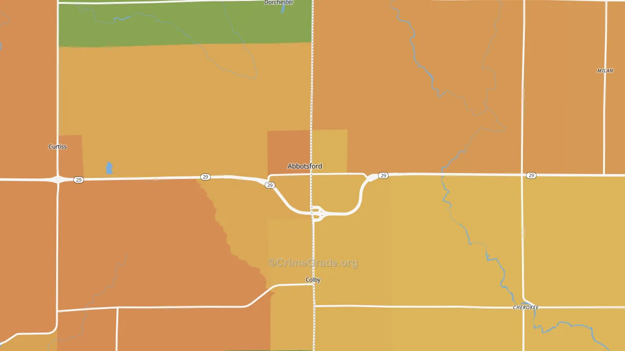 Abbotsford, WI Map of Robbery Rates