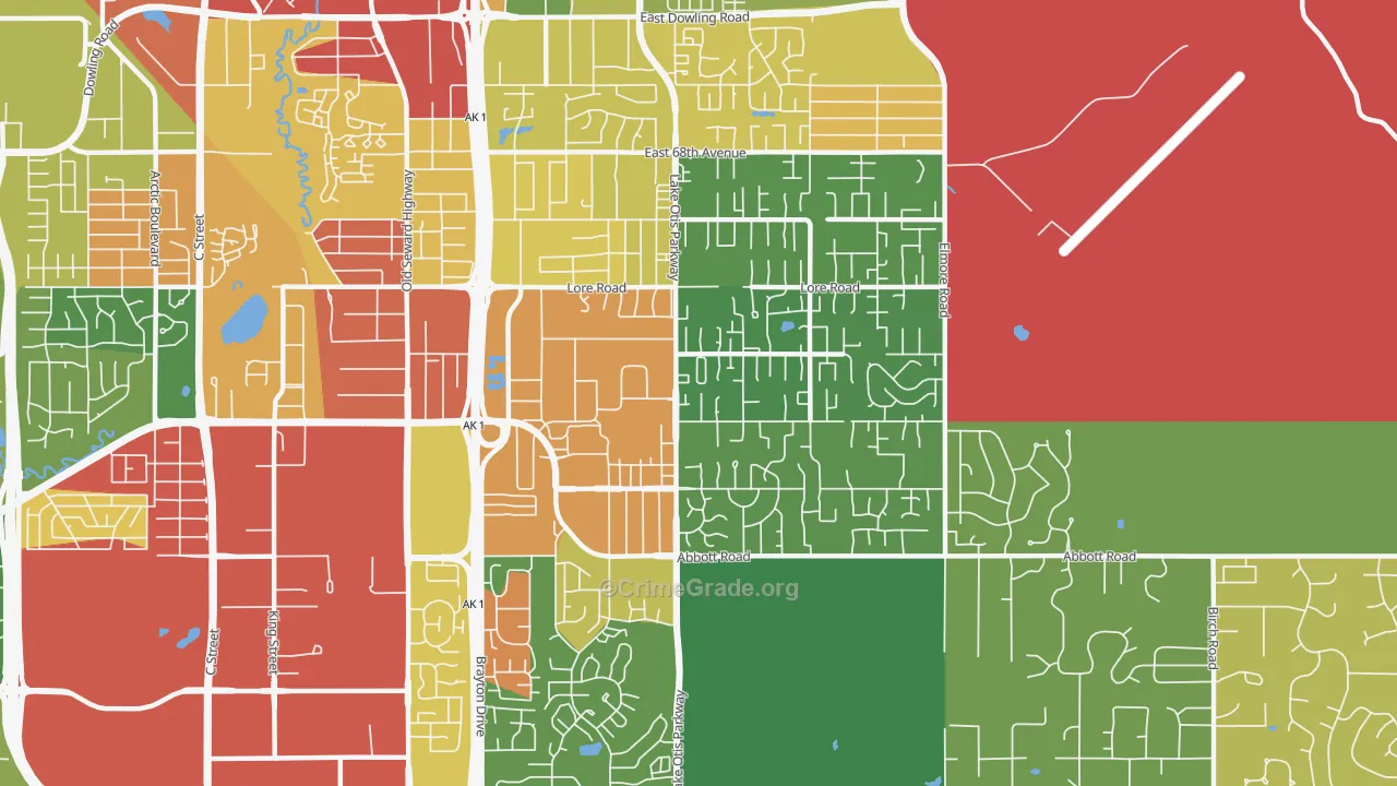 Abbott Loop, Anchorage, AK Map of Robbery Rates