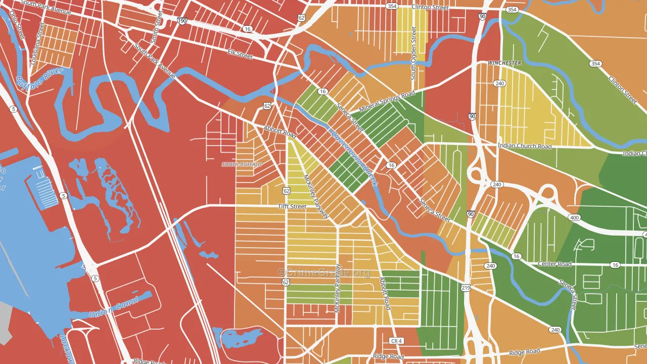 Abbott McKinley, Buffalo, NY Map of Robbery Rates
