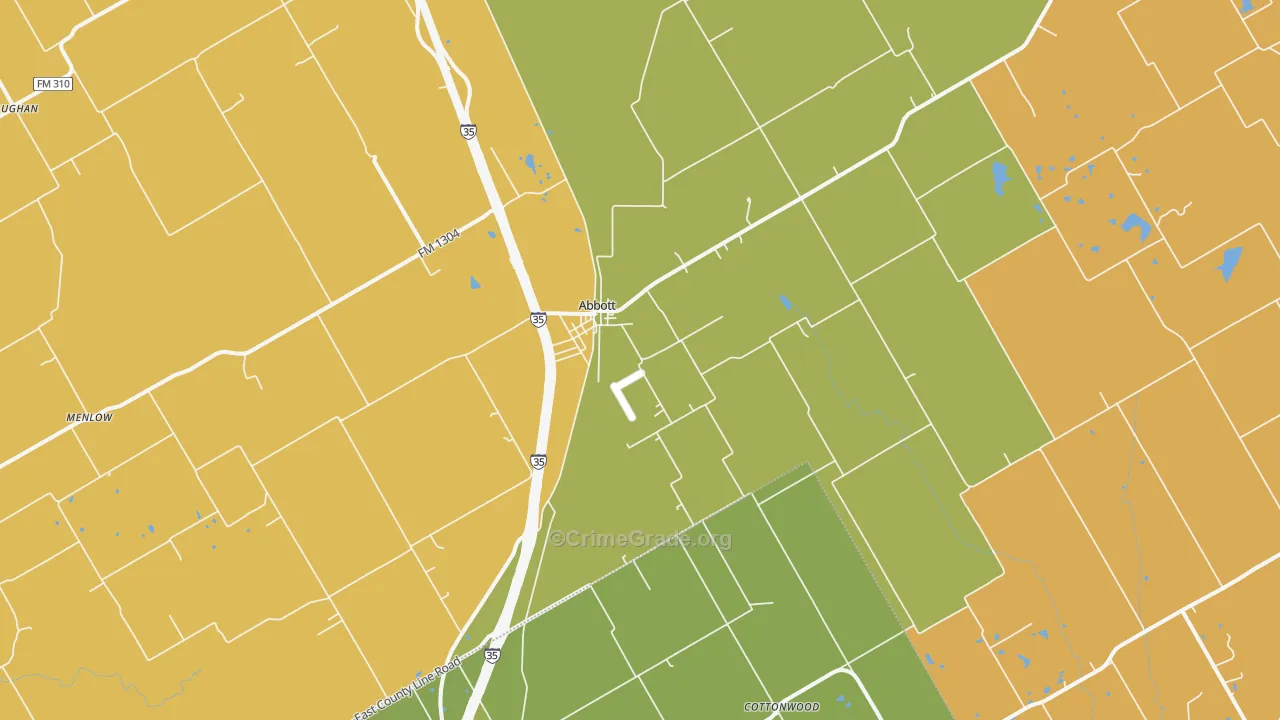 Abbott, TX Map of Robbery Rates