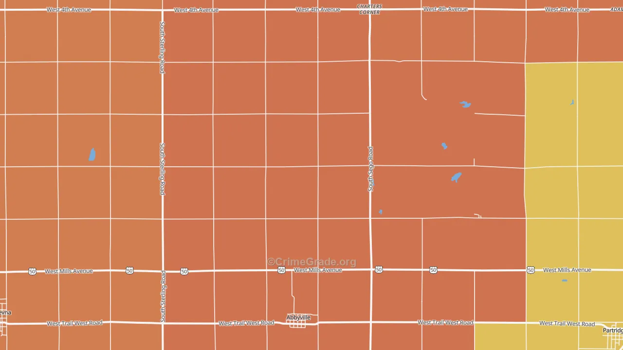 Abbyville, KS Map of Robbery Rates