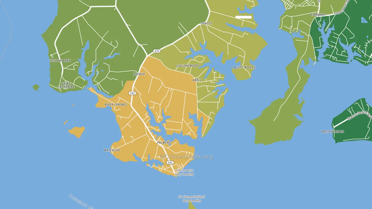 Abell, MD Map of Robbery Rates