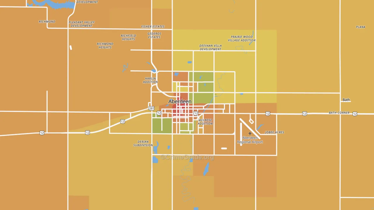 Aberdeen, SD Map of Robbery Rates