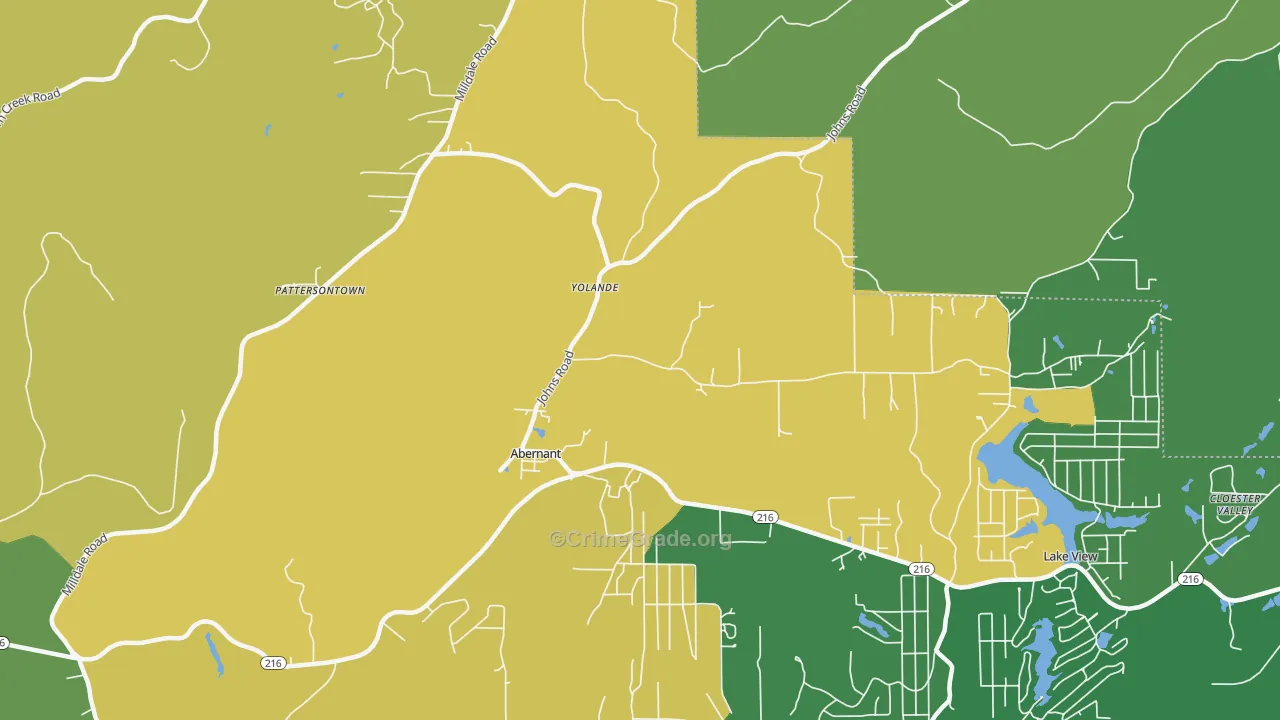 Abernant, AL Map of Robbery Rates