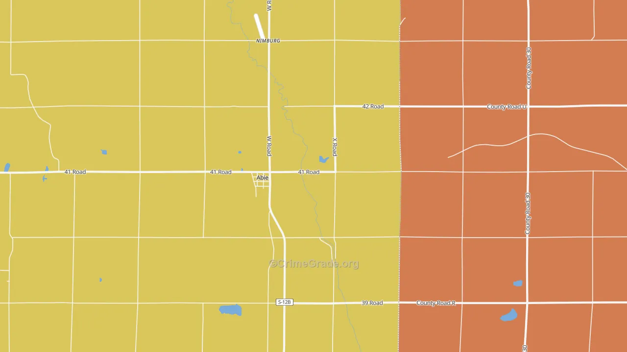 Abie, NE Map of Robbery Rates