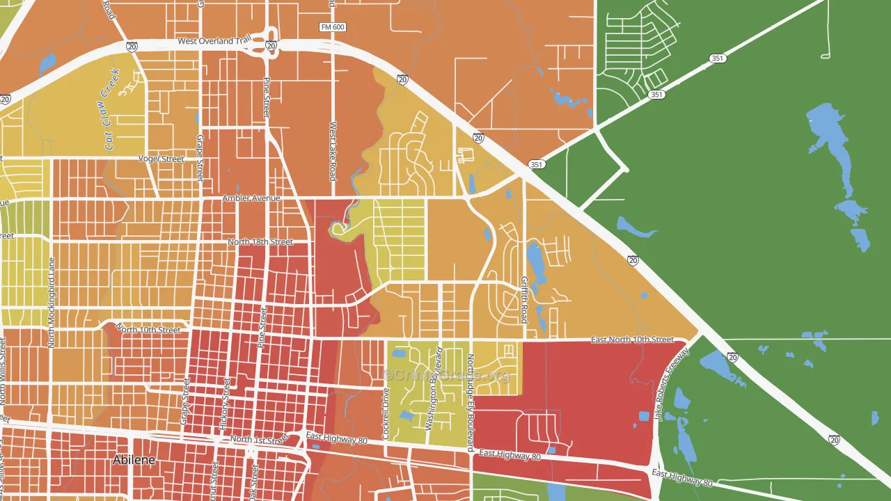 Abilene Heights Area, Abilene, TX Map of Robbery Rates