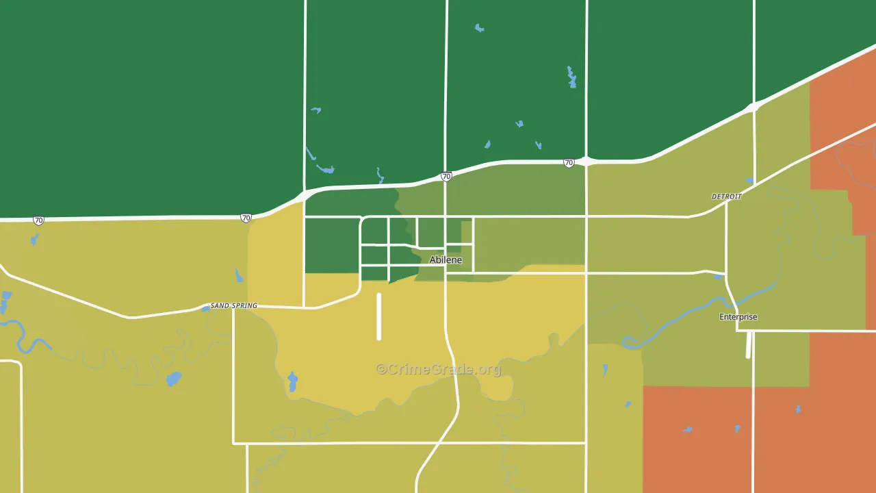 Abilene, KS Map of Robbery Rates