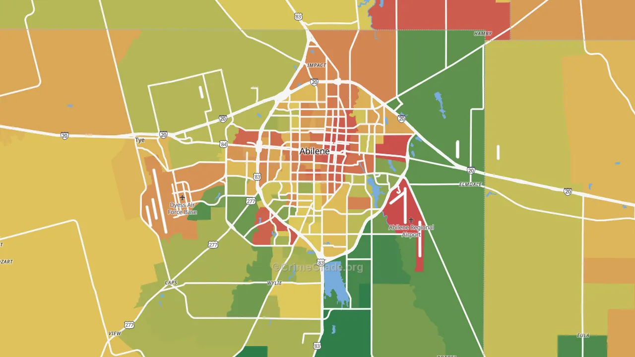 Abilene, TX Map of Robbery Rates