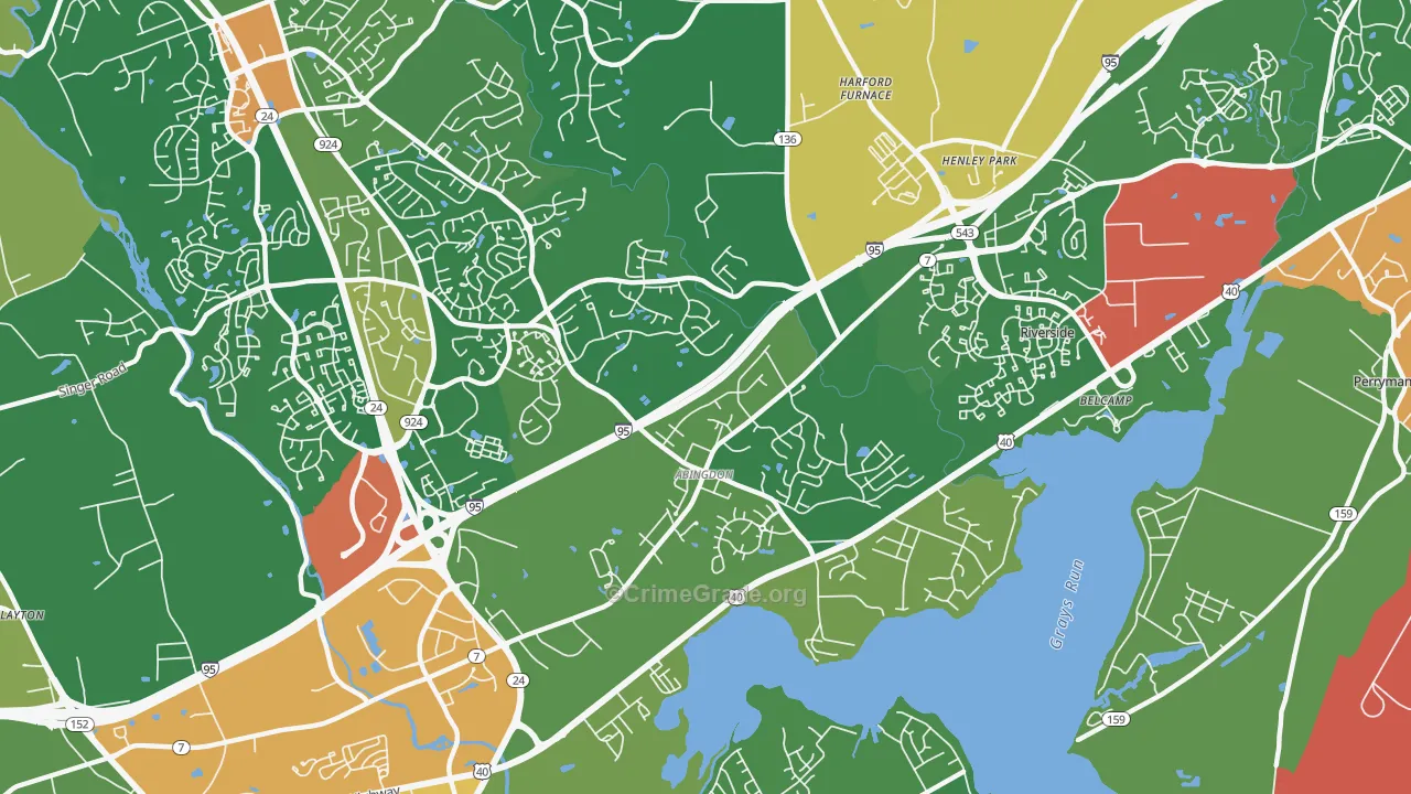 Abingdon, MD Map of Robbery Rates