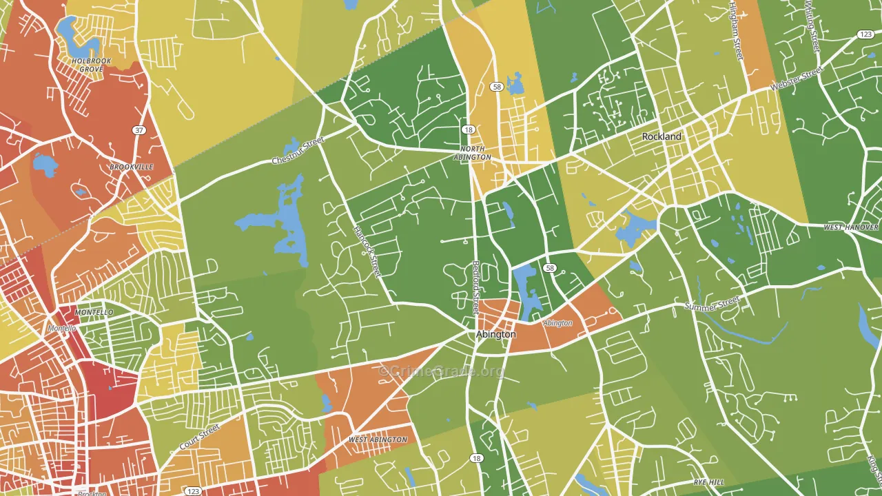 Abington, MA Map of Robbery Rates