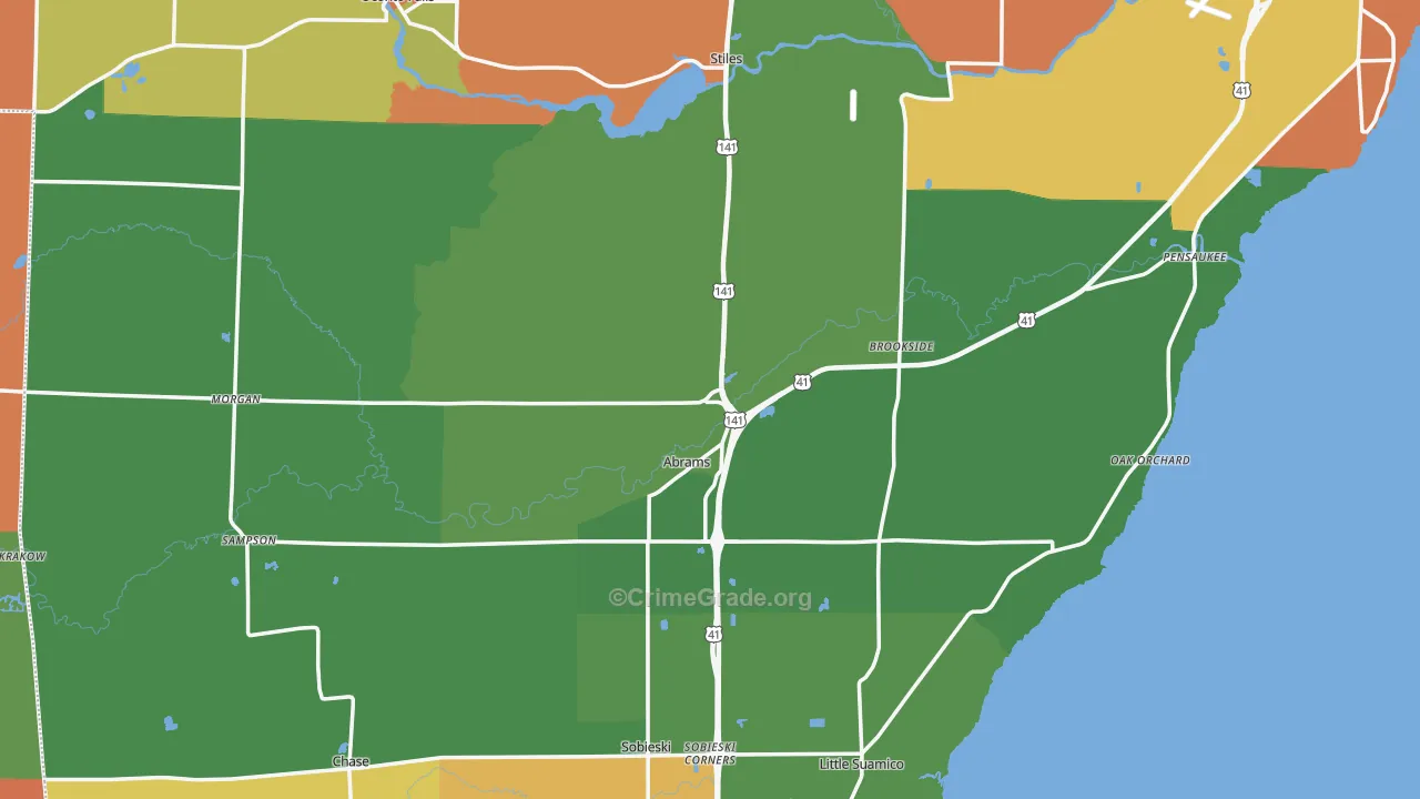 Abrams, WI Map of Robbery Rates
