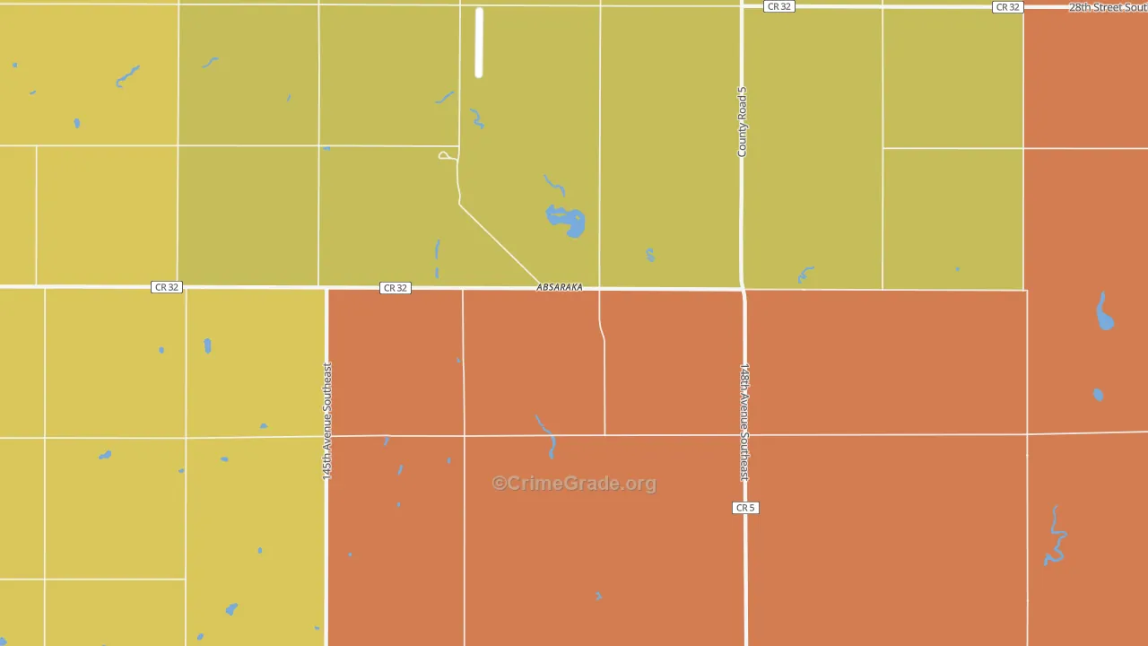 Absaraka, ND Map of Robbery Rates