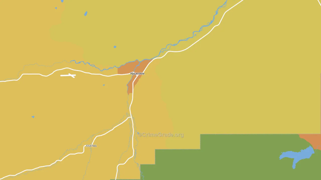 Absarokee, MT Map of Robbery Rates