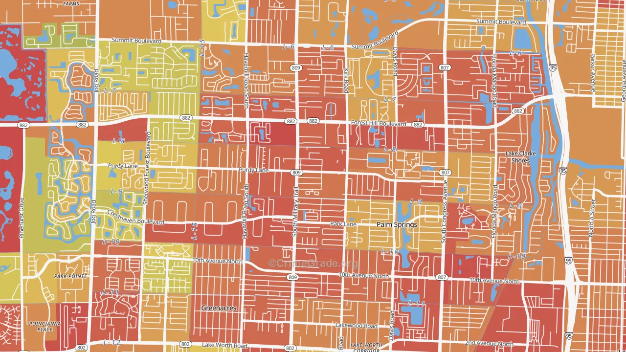 Acacia Villas, FL Map of Robbery Rates