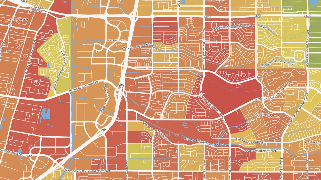 Academy Acres North, Albuquerque, NM Map of Robbery Rates