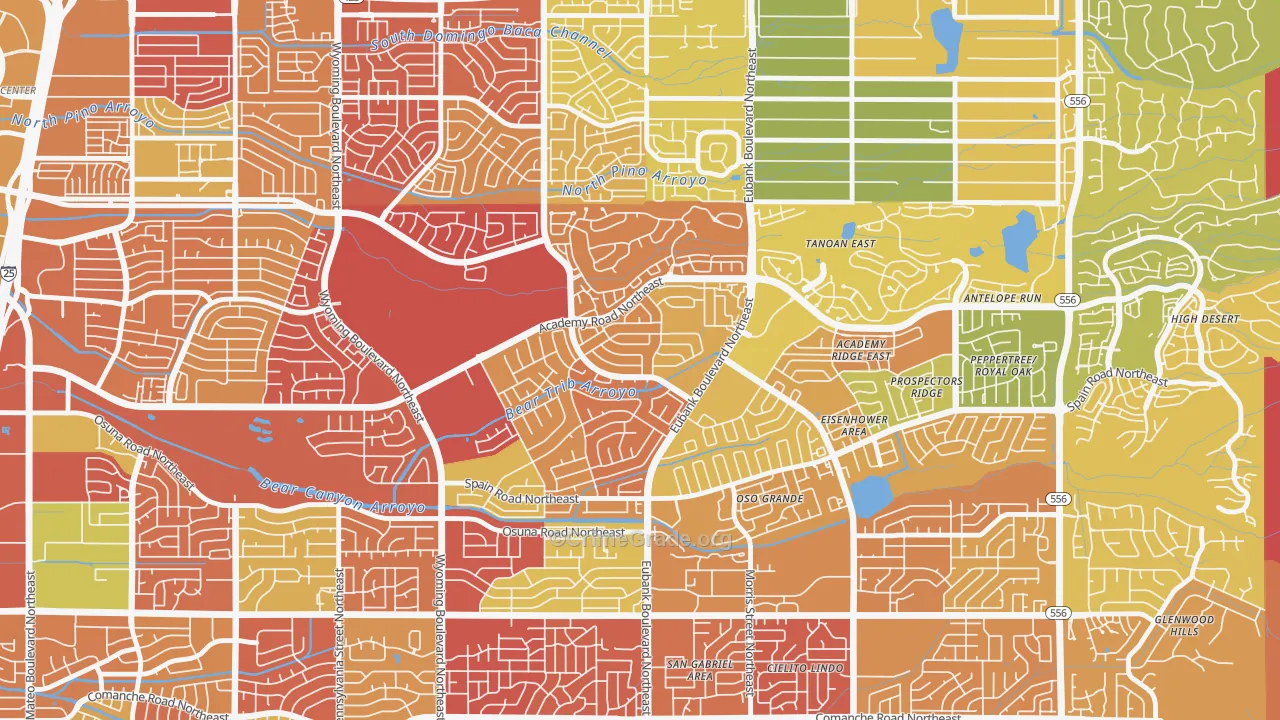 Academy Hills Park, Albuquerque, NM Map of Robbery Rates