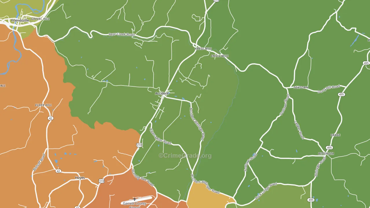 Accident, MD Map of Robbery Rates