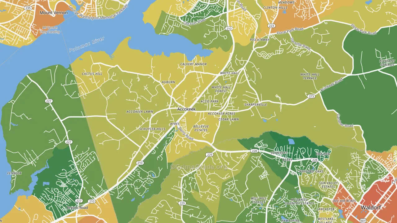 Accokeek, MD Map of Robbery Rates