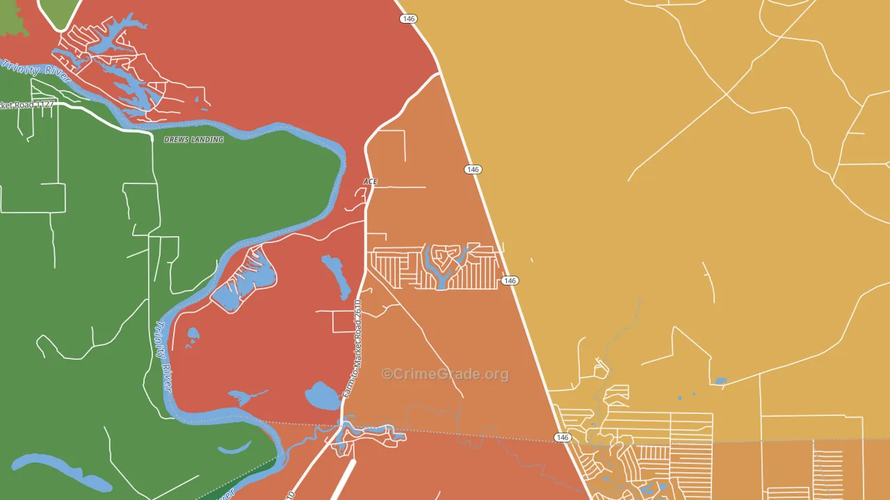 Ace, TX Map of Robbery Rates