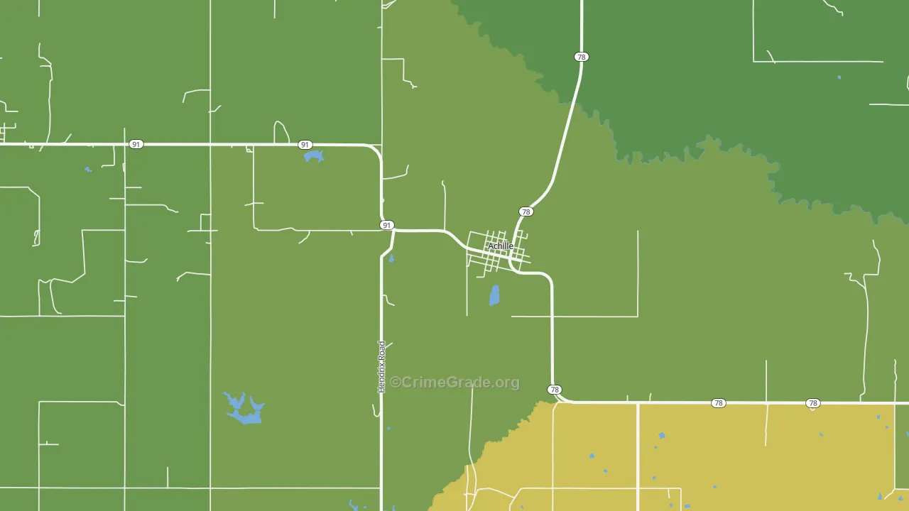 Achille, OK Map of Robbery Rates