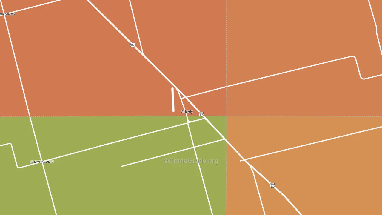 Ackerly, TX Map of Robbery Rates