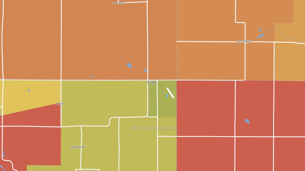 Ackley, IA Map of Robbery Rates