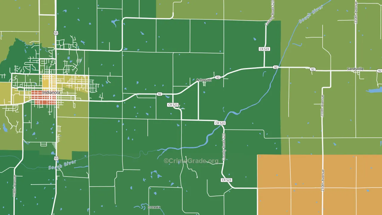 Ackworth, IA Map of Robbery Rates