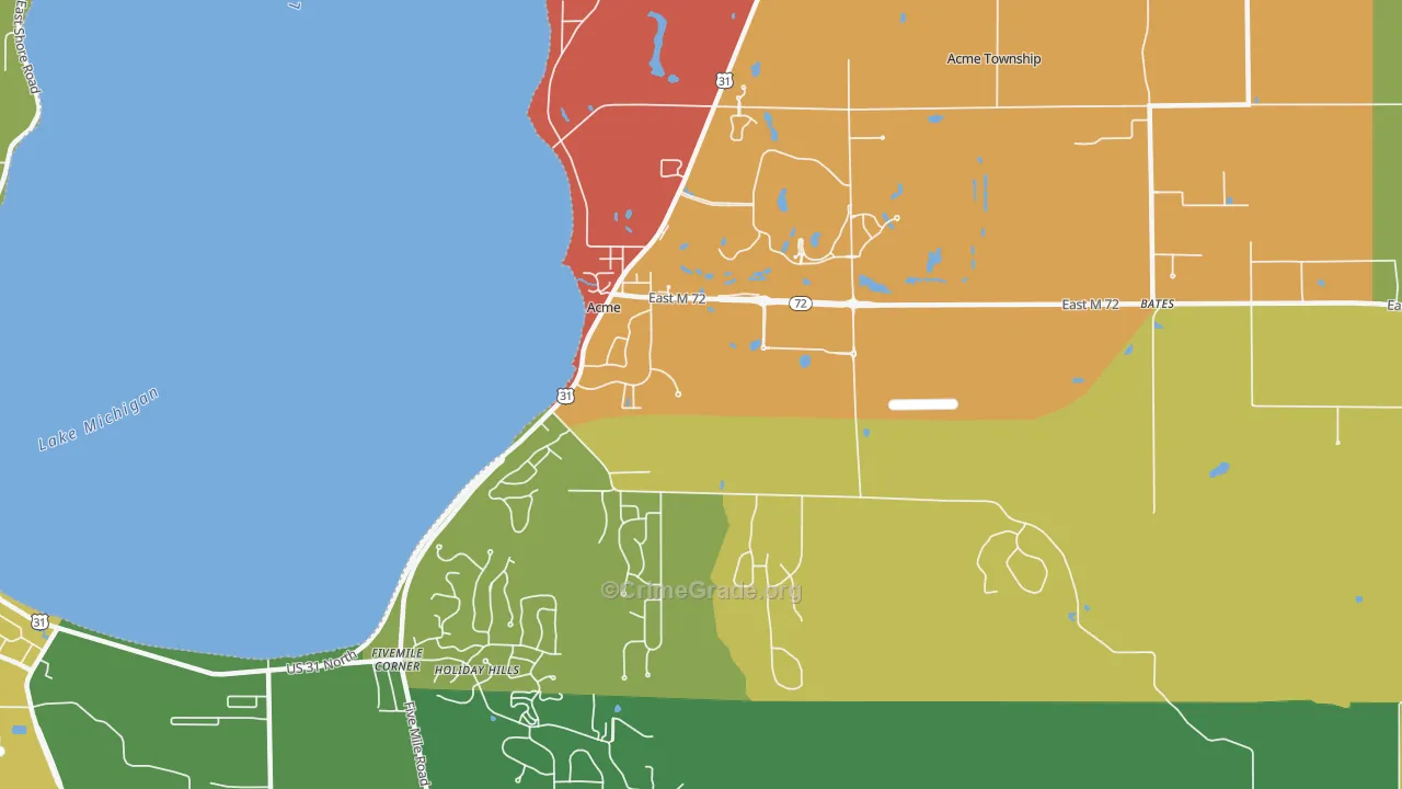Acme, MI Map of Robbery Rates