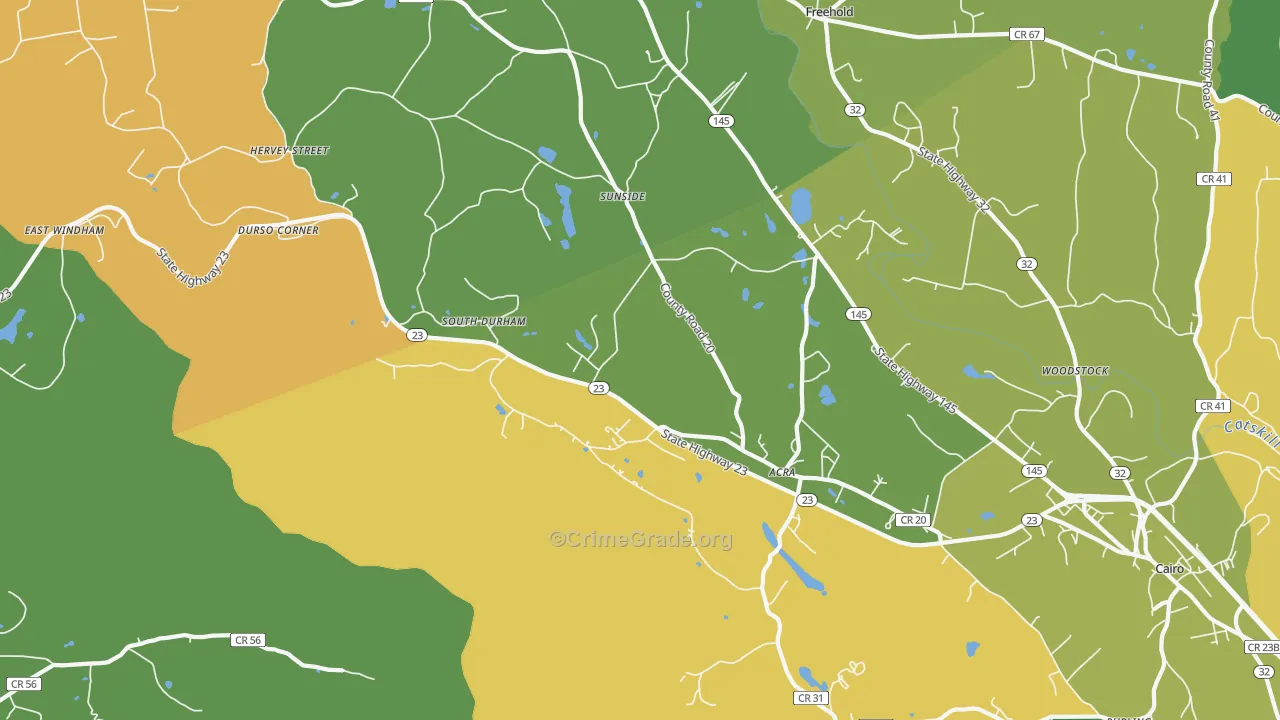 Acra, NY Map of Robbery Rates